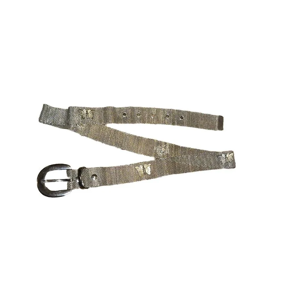 Vintage Stainless Metal Mesh Womens Belt Small Metal Chainlink Retro 27-33